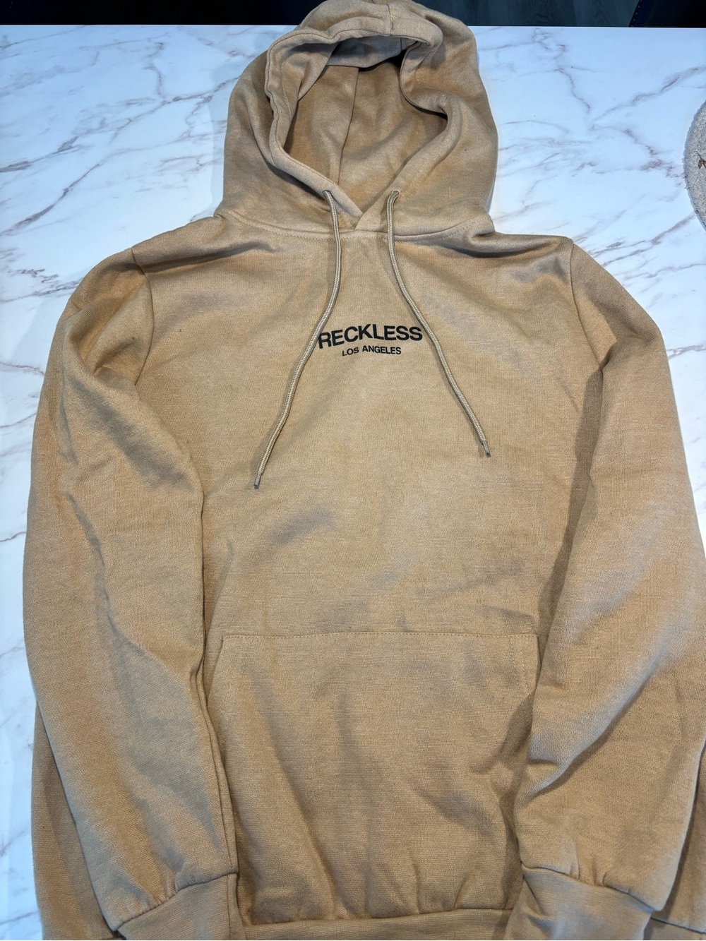 Young & Reckless Tan Pullover Hoodie with Black Logo
